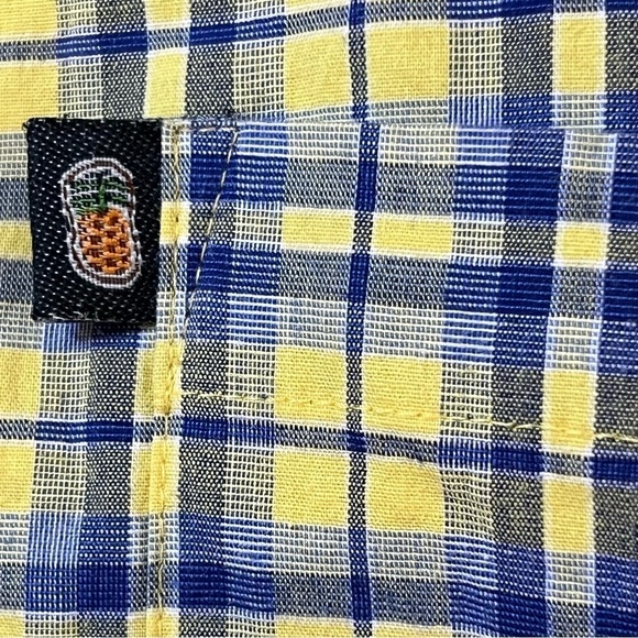 Pineapple Connection Men’s Blue & Yellow Plaid Button Down Shirt Oversized Large - Picture 9 of 14